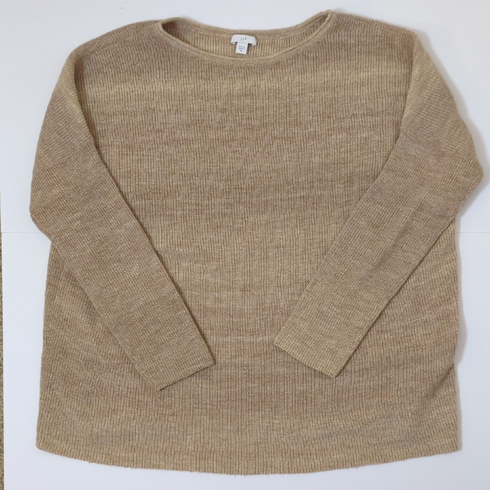 J Jill Womens XL Tan Textured Knit Sweater Boxy Relaxed Neutral Cozy Lightweight